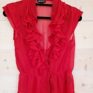 💥2/$30 💥 Sheer ruffled blouse w elastic waist